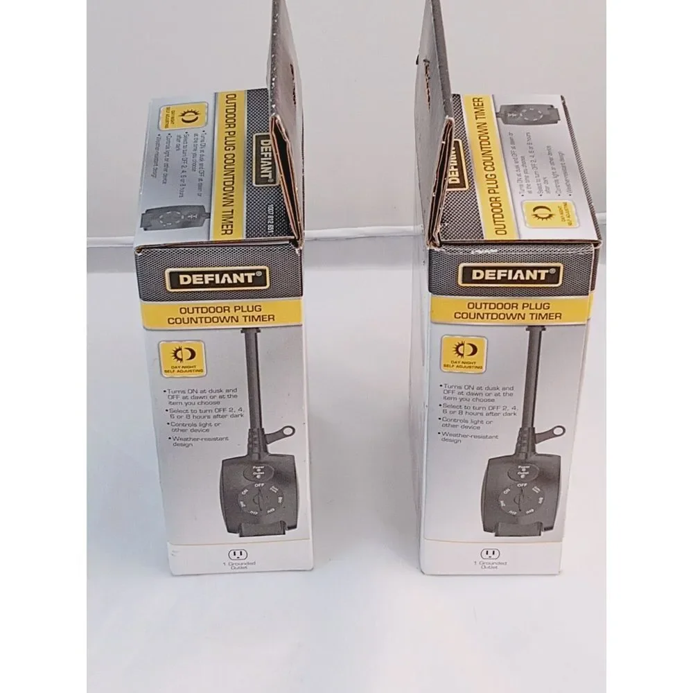 2-Defiant 15 Amp 24-Hour Outdoor Plug-In Mechanical Dusk to Dawn Countdown Timer